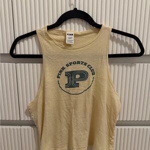 PINK Victoria's Secret Baby Yellow Tank with Green Print